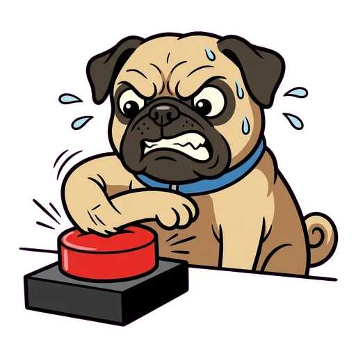 Pug cartoon portrait of Travis Can't-Click