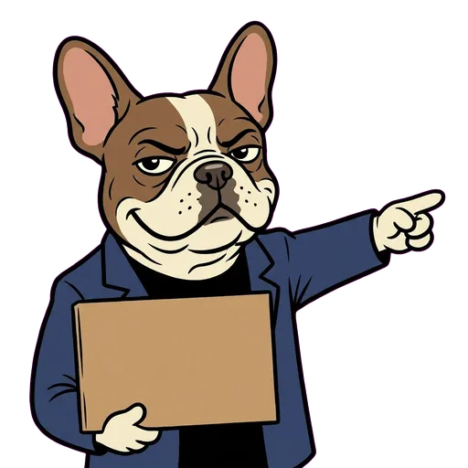 French bulldog cartoon portrait of Elon Bust